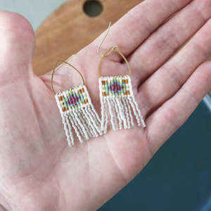 Beautiful Beaded Fringe <b>Tassel</b> Drop <b>Earrings</b> Trendy Wedding Jewelry - Product Image 4