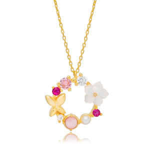 Yumfeel — collier pendentif rond avec breloque, fleur d'été multicolore, bijou turc, en argent Sterling 925, fait à la main - Product Image 1