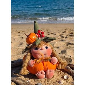 Muñeca de Tela Hecha a Mano con Forma de Chica Calabaza, Peluche Suave, Decoración Otoñal para el Hogar, Adorno para Cuarto de Niños, Regalo para Niños, 22 cm - Product Image 2