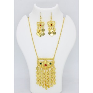 Conjunto de collar de Joyería Árabe, moda étnica, cadena chapada en oro africano, pendientes, Dubai, Emiratos Árabes Unidos, joyería India - Product Image 6