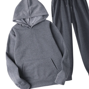 ชุดวอร์มพรีเมียมสีเทาสำหรับผู้ชาย เสื้อฮู้ดผ้าฟลีซสำหรับฤดูหนาว กางเกงจ็อกเกอร์ ชุดลำลอง ชุดกีฬา ชุดออกกำลังกาย ขายส่ง - Product Image 3