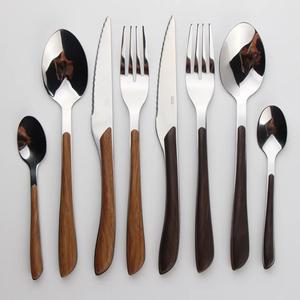 เครื่องใช้บนโต๊ะอาหารสแตนเลสที่มีมือจับไม้สีน้ำตาล,อุปกรณ์บนโต๊ะอาหารที่ปลอดภัยและมีสุขภาพดีสำหรับการใช้ชีวิตประจำวัน - Product Image 5