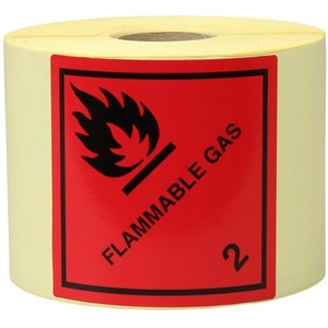 Promotional Stickers-Flammable Gas TRANSPAK 100x100mm <b>Paper</b> Print - Product Image 1