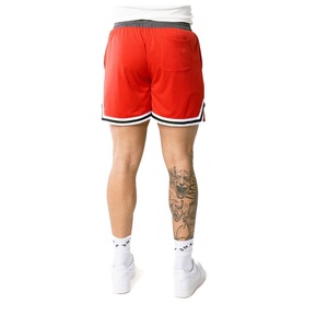 Shorts décontractés rouges pour hommes, taille élastique, taille mi-haute, respirants, légers, couleur unie, avec bande latérale - Product Image 6