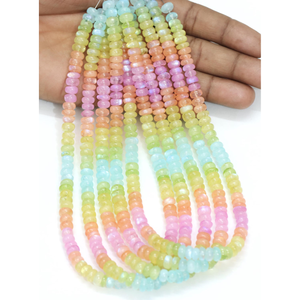 Hermosas Cuentas Redondas Lisas de Piedra Lunar Arcoíris, 15 Pulgadas, Cuentas de Piedra Lunar Arcoíris con Colores Degradados, Calidad AAA - Product Image 2