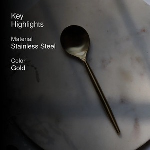 Ensemble élégant de cuillères à poignée ronde en or pour les desserts, les soupes et les boissons en acier inoxydable durable pour les repas - Product Image 2