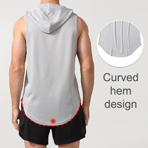 Débardeur décontracté Gym Fashion Hoodie T-shirt garçons Polyester Jersey avec chapeau vente en gros hommes été sans manches - Product Image 3