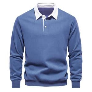 Sudadera de Cuello Polo de Manga Larga para Hombre, Otoño 2026, Básica, Informal, Versátil, de Alta Calidad, al por Mayor, Camisetas Polo OEM - Product Image 1