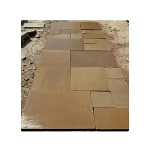 Most Selling Hand Carved Edges Honed Surface Raj Green Patio Pack Sandstone From Indian Manufacture