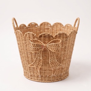 Viettimecraft Promotion Panier Cylindrique Transparent en Osier et Rotin, Grand Pot de Fleurs, Vase de Table, Décoration d'Intérieur Art Déco - Product Image 1