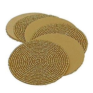 Handcrafted <b>Beaded</b> <b>Coasters</b> Hotel and Restaurant Table Decorative <b>Beaded</b> Items Cotton Fabric Handmade in India for Gifts - Product Image 3