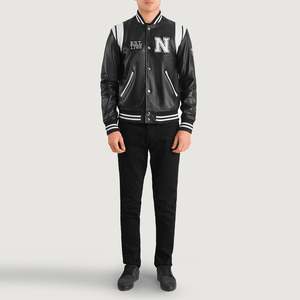 Veste varsity en cuir véritable Liberte <span class=keywords><strong>New</strong></span> <span class=keywords><strong>York</strong></span>, noire, réversible et zippée, imperméable, taille XS à XL, pour l'automne - Product Image 3