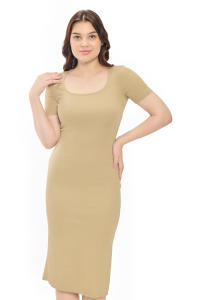 Haute qualité femmes robe moulante demi manches encolure dégagée sous le genou Spandex Fit fête quotidienne en vrac - Product Image 5