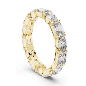 แหวนเพชรแล็บทรงมรกตและมาร์คีส์ 2.16 กะรัต แบบสลับกัน  ความใส VVS-VS สี EF  ทอง 18KT, 14KT, 10KT และเงิน 925 - Product Image 5