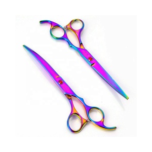 Kit profesional de corte de pelo y aseo de perros para mascotas, tijeras rectas curvas con mango de cerámica con peine, juego de tijeras de belleza - Product Image 6