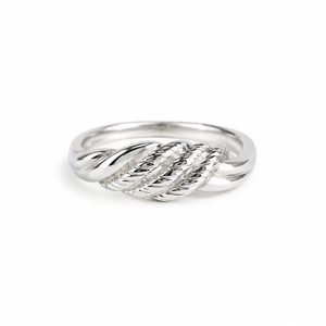 Anillo Cruzado de Cuerda Trenzada - Joyería Fina, Anillo de Declaración - Product Image 5