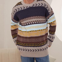 Pulls en tricot respirants 100 % coton, style vintage, unis, pour hommes, mode hiver, personnalisés, col rond, 260 g, impression numérique