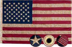 Bandera Americana Vintage de 3x5 Pies, Bordada, de Algodón Teñido con Té, Impermeable, con Asta de Aluminio Resistente para Uso en Exteriores - Product Image 2