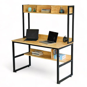 โต๊ะทำงานมินิมอล FD68062 ขนาด 120x60x150 ซม. พร้อมชั้นวางหนังสือ ทำจากไม้ยางพารา เฟอร์นิเจอร์สำนักงาน โต๊ะคอมพิวเตอร์แบบดั้งเดิม - Product Image 1