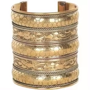 Pulsera de latón ancho dorado, accesorio de última tendencia, brazalete ancho de diseño antiguo, pulsera unisex - Product Image 3