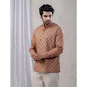 Kurta court en coton imprimé décontracté pour hommes avec manches longues - Product Image 4