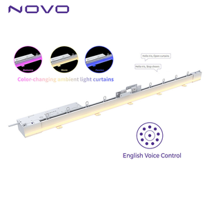 NOVO N31 Stores à enroulement motorisés électriques intelligents avec lumière ambiante à changement <span class=keywords><strong>de</strong></span> couleur, <span class=keywords><strong>commande</strong></span> vocale Wi-Fi <span class=keywords><strong>en</strong></span> anglais, pour cuisine et chambre - Product Image 1