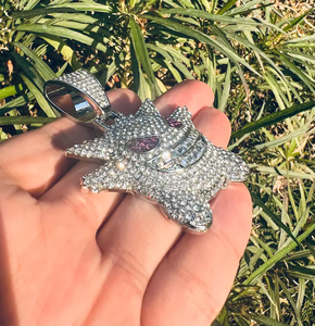 Colgante de Fantasma de Dibujos Animados con Incrustaciones de Diamantes de Imitación VVS, Plata 925, Joyería Hip Hop - Product Image 2