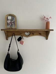 Charming corner-mount wooden key holder with miniature village art. Available at wholesale prices - Product Image 2
