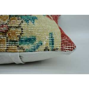 14x14 Inches Multicolor Wool Patchwork Kantha <b>Pillow</b> Vintage Woven Pattern - Product Image 4