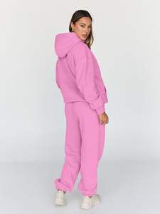 Nuevo Diseño, Conjunto Deportivo de Dos Piezas con Capucha para Mujer, Ropa de Calle de Invierno, Tallas Grandes, Estampado, Alta Calidad, 100% Algodón Felpa, para Fitness - Product Image 2