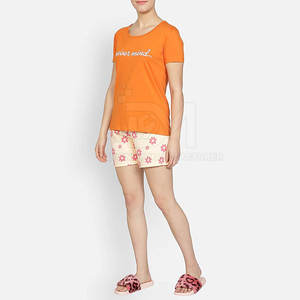 Conjunto de camiseta y pantalones cortos de manga corta transpirable de algodón de dos piezas con Tobillo liso informal de verano para mujer - Product Image 5