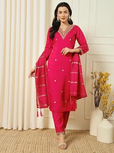 Fourniture directe d'usine femmes 3 pièces coton Polyester Salwar Kameez inspiré indien pakistanais vêtements pour les fêtes de mariage à domicile - Product Image 2