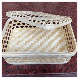 Boîte cadeau écologique en bambou tissé avec poignée en provenance du Vietnam pour le Nouvel An lunaire, pique-nique - Product Image 5