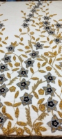Tissu brodé à la main, Inde, pour la confection de robes, coton perlé, accessoires pour filles, techniques de tissage et de tricot, fournisseur indien