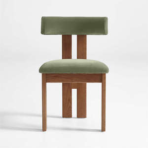 Chaise de salle à manger Midcentury avec tissu vert Chaise de salle à manger sans bras haut de gamme - Product Image 2