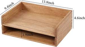 Wood Stackable Paper Trays for Office Supplies and Accessories <b>Desk</b> <b>Organizer</b> Tray for Letter Document Magazine -Wooden Desktop - Product Image 5