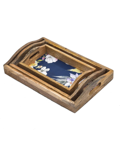 Lot de trois plateaux en bois jetables faits à la main, motif floral bleu moderne, écologiques, 100 pièces pour service à domicile, artisanat rectangulaire - Product Image 6