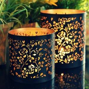 Soporte votivo de luz de té de hierro elegante clásico con diseño de corte láser para mejorar la decoración sofisticada de la habitación interior - Product Image 6