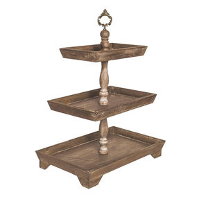 Plateau de service en bois durable à 3 niveaux grand support à plusieurs niveaux pour comptoir de cuisine ferme décor de vacances présentoir à cupcakes détachable - Product Image 5