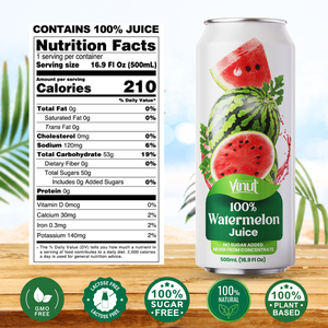 Bebida de Jugo de Sandía 100% Natural Recién Exprimido, 500 ml, Sin Azúcar, Bebida Saludable Tipo Puré, En Lata (Envasado), Marca Blanca - Product Image 3