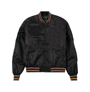 Blouson Bomber Homme Personnalisé en Satin de Haute Qualité, Style Baseball Hiver, avec Broderie et Poches Décoratives, Imperméable à Carreaux - Product Image 1