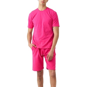 Conjunto Deportivo de Dos Piezas para Hombre, Talla Grande, Camiseta y Pantalones Cortos de Felpa Francesa de Algodón de Alta Calidad, Verano, Personalizable, Transpirable - Product Image 1