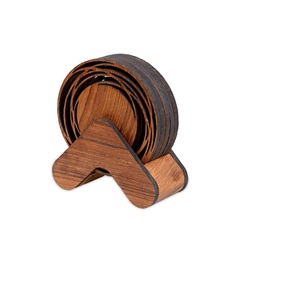 Ensemble de 6 sous-verres en bois naturel tendance avec support en bois de noyer Tapis de cuisine fabriqué en Inde Marque tendance fournie - Product Image 6