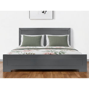 Base de Cama King Size de Diseño Francés Contemporáneo, Madera de Roble Maciza, Paneles Grises con Incrustaciones, Estilo Moderno Tradicional, Cama de Pared para Muebles de Hogar - Product Image 1