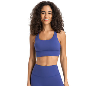 Soutien-gorge de sport léger en nylon élastique à soutien élevé pour femmes grande taille haut court Logo avant cristal Yoga course Fitness entraînement - Product Image 6