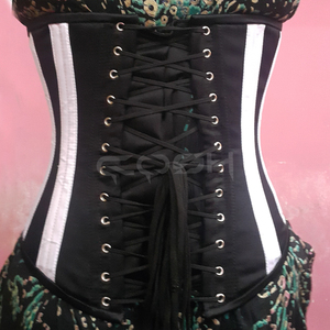 Corset en satin bicolore de qualité supérieure avec fermeture à busk - Product Image 6