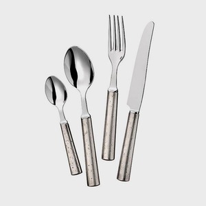 Wholesale <b>Gold</b> Plated Luxury Half Cylindrical Design Long Handle <b>Cutlery</b> Stainless Steel <b>Cutlery</b> Flatware Wedding <b>Set</b> - Product Image 4
