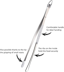 แหนบคีบอาหารแบบยาวทำจากสเตนเลสแหนบปลายแหลมสำหรับบาร์บีคิว - Product Image 3