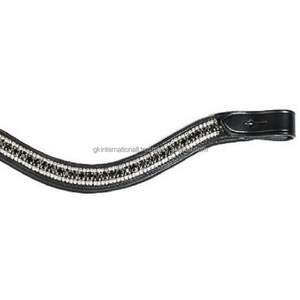 Bandas para cejas de caballo de cuero de canal vacío con incrustaciones de 3 filas, cristales blancos y negros personalizados, cadena de Metal, banda para cejas acolchada, todos los tamaños - Product Image 2