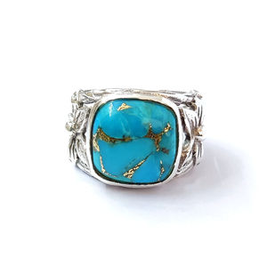 Silver 925 Fashionable Vintage High Quality Blue <b>Turquoise</b> <b>Ring</b> (5.8 Grams) for Everyday Wear - Product Image 1